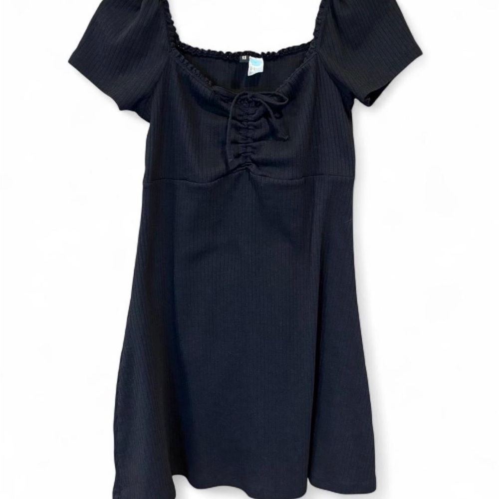Divided Lace-Trimmed Dress with Flared Skirt